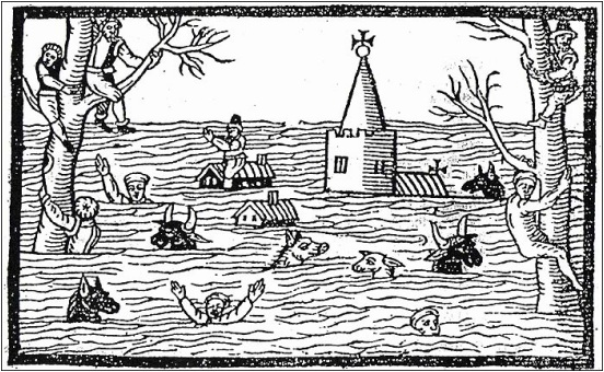 1607 Flood shown in a wood carving