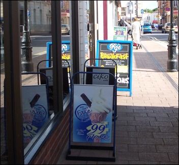 Advertising boards along the High Street