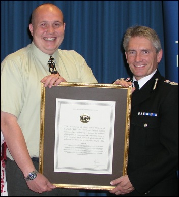 Alan with Chief Constable Meredydd Hughes of South Yorkshire Police