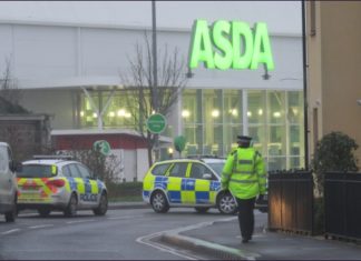 Police at Asda in Highbridge