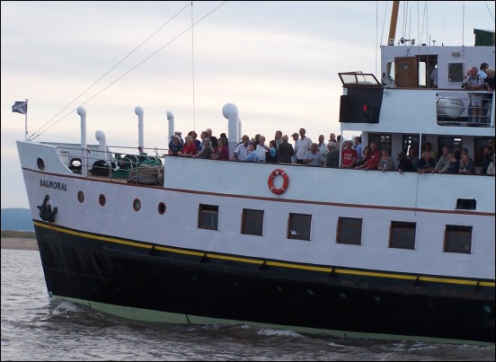 Some of the 236 passengers get a good look at Burnham as the Balmoral returns into Bridgwater Bay