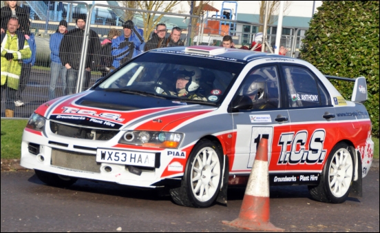 Philip Turner and Simon Athony in their Mitsubishi Evo9