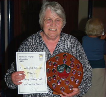Coastline Players' Sally Weston with the Spotlight Shield won at the 2006 Cinderella Awards