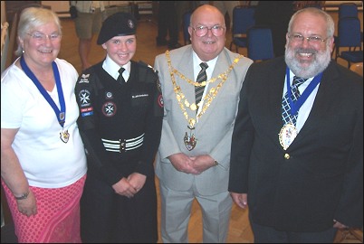 Mayoress Gilli Kenyon-Gill, Charlotte Aldred, Mayor Eric Gill and Deputy Mayor Dave Parry
