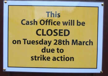 A sign appeared on the door of the district council's cash office in Highbridge explaining why it would be closed
