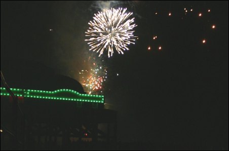 A firework bursts over Burnham Pier during Sunday's 2005 fireworks display