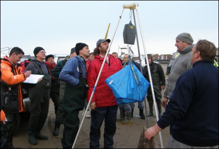 The 34 anglers gathered at the beach weigh-in to see how they had fared.