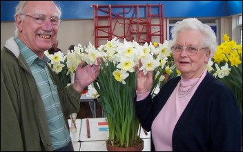 Les Wallis, Society Treasurer, with Monica Huntley, Acting President at Saturday's Spring Horticultral Show
