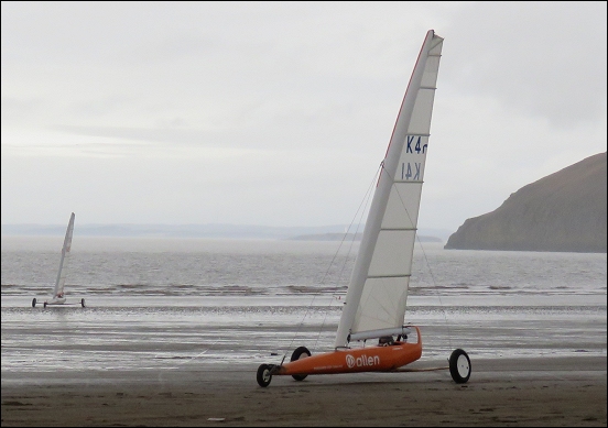 Land yachting on Brean beach