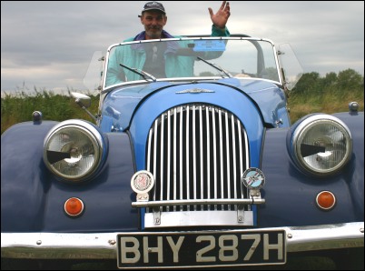 Richard Bradley in his blue 1971 Morgan 44