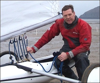 Martin Leach, sand yachting enthusiast, at Brean Beach on Sunday March 12th