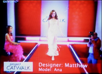 Matthew's design is modelled on Project Catwalk [Photo: Sky One]