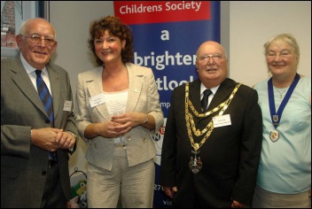 NBCS Chairman of Trustees Brian Bell with Chief Executive of Carolyn Fullard and the Mayor of Burnham-on-Sea and Highbridge Eric Gill and Mayoress Gilli Kenyon-Gill