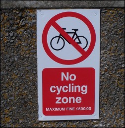 One of the no cycling signs on the seafront