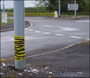 A street lighting column was damaged during the accident