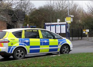 Police at Highbridge railway station