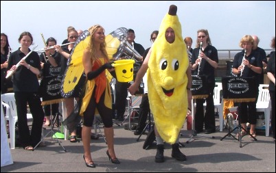 Organisers of Sunday's Smile Walk Becky and Andy Saunders with the King Alfred Band 