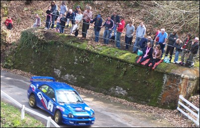 Watchet's Steve Winter and Burnham's Neil Dashfield are watched by a crowd of people at Saturday's rally