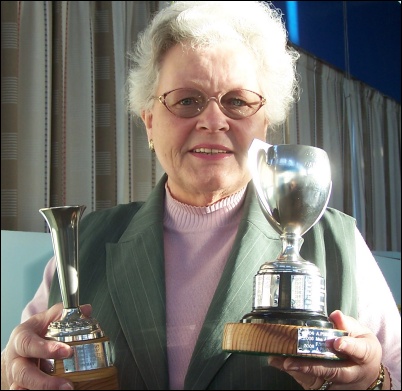 Mrs J Armin received the trophy for the Best Exhibit in the show and the Floral Art Cup