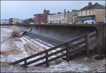 Burnham's sea wall takes a pounding