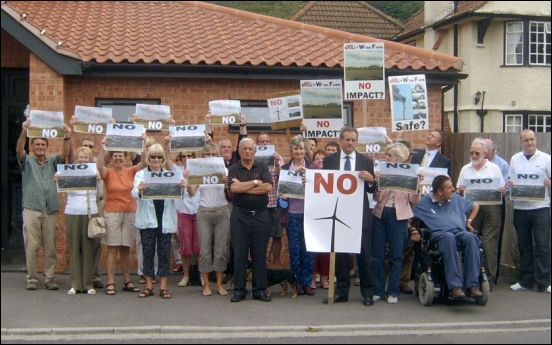 KNOll to Wind Farm protesters outside the village hall