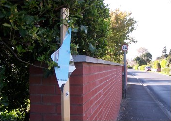 One of the broken poster holders in Brent Knoll