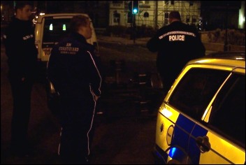 Police and Coastguard officers next to the trailer on Burnham seafront