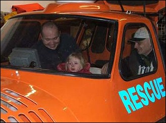 Aimee in the Burnham rescue hovercraft