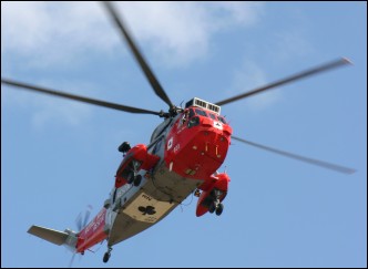 The helicopter passes over Brean on its way from the scene.