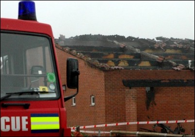 Fire crews at Berrow Football Club in November 2005 [Pic: Mike Lang]