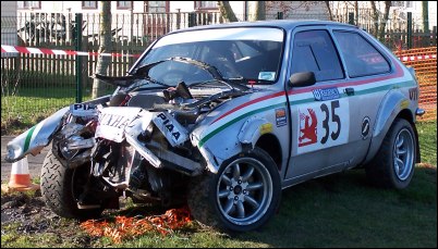 Andrew Whitehouse and co-driver Justin Pugh had a poor day, crashing out during the morning stages of the 2006 Brean Rally