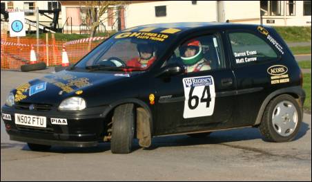 Darren Evans and Matt Carrow wheel spin in their Vauxhall Nova [Photo: Al Crook]