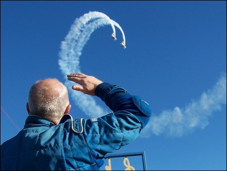 Rally co-driver Neil Dashfield watches the air display at the 2006 Brean Rally