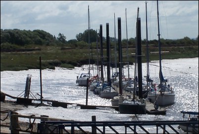 Yachts and boats in the River Brue next to the newly opened path