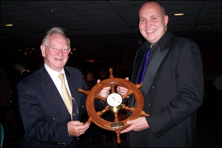 Neville Jones presents Alan Miller with a special award on behalf of the crew for his work as chairman