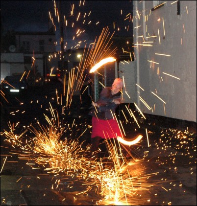 The lights switch-on was followed by a fire-eating street entertainment display