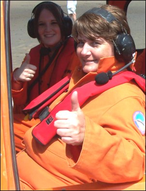 Emma Standlick and Maria Hobden give the final thumbs-up before flying off.