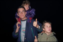 A family gives the thumbs up after the 2005 Burnham fireworks display