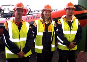 Likewise we also need shore helpers, some of whom are shown here. Names left to right: Jeff Mattick, Maxime Futcroft, and Chaze Melluish