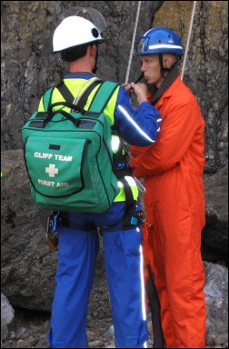 The 'casualty' is taken up the steep cliffs of Brean Down