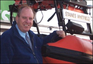 Martin Cox, Burnham-On-Sea RNLI Lifeboat Operations Manager, with the Staines Whitfield lifeboat