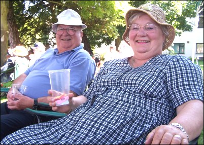 Eric Gill, Burnham's Mayor, enjoys the weather and music with his wife Gillian