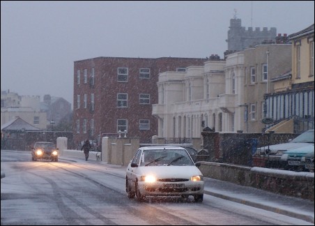 Slow progress for cars along Burnham seafront