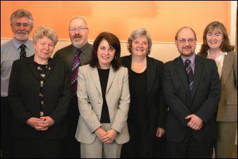 Somerset County Council's Andrew Mellamphy, Social Inclusion and Access Business Officer, Linda Miles, Virtual Classroom Teacher, Ray Homewood, Virtual Classroom Technician, Tracy Casson, Virtual Classroom Co-ordinator, Jacky Bartholomew, Access Manager, Paul Harris, Virtual Classroom Teacher and Diane Kershaw, Somerset Medical Tuition Service Manager