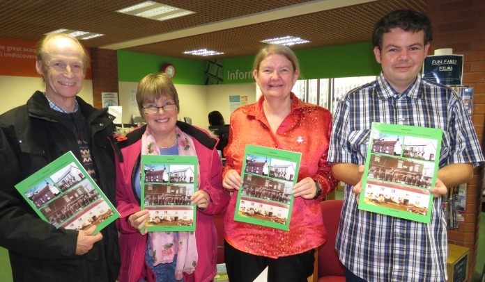 Author Jane Mann with her new book and helpers Bob Plews, Joanne Pews and Adrian Penfold