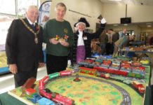 Burnham-On-Sea's Mayor and Town Crier opening the rail show at Highbridge's King Alfred School