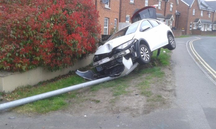 Highbridge crash on A38 brings down lamp post