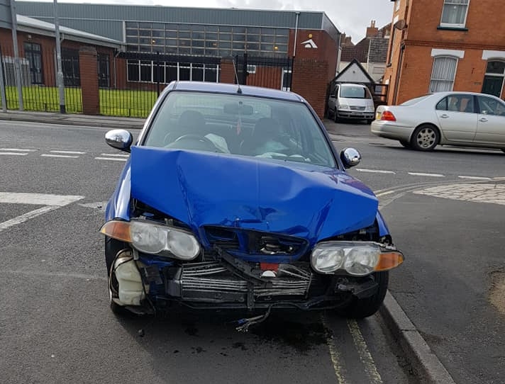 Crashed car Westfield Road Burnham-On-Sea 1