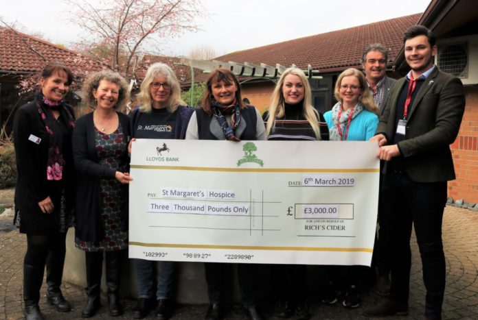 Richs Cider Farm near Highbridge hands wassail fundraising boost to St Margaret’s Hospice