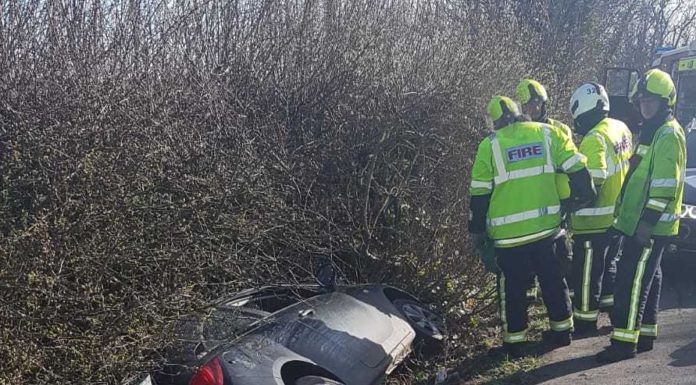 car in ditch lympsham